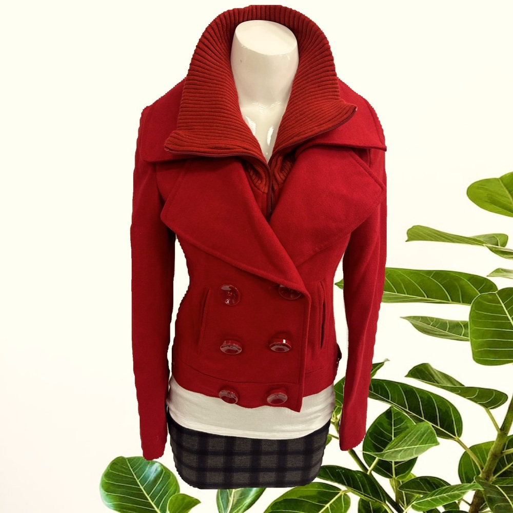 ROUTE 66DOUBLE BREASTED WINTER JACKET IN DARK RED TWO POCKETS SIZESMALL